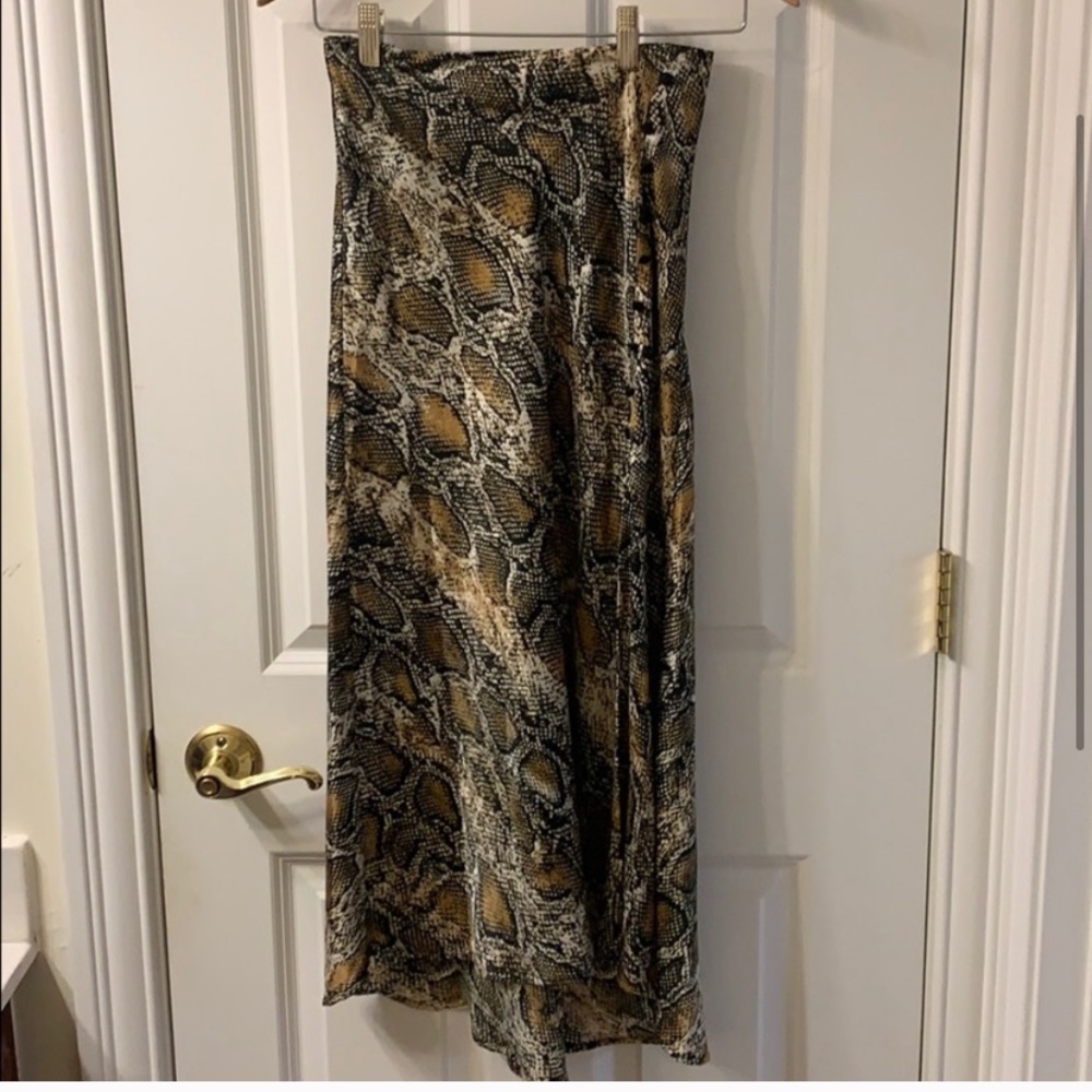 Zara Snakeskin Midi Skirt